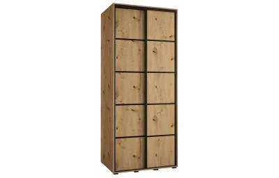 Šatní skříň s posuvnými dveřmi DAVOS 4, 100cm | DUB Artisan / černé pojezdy