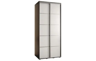 Šatní skříň s posuvnými dveřmi DAVOS 4, 100cm | Černá / bílá / stříbrné pojezdy