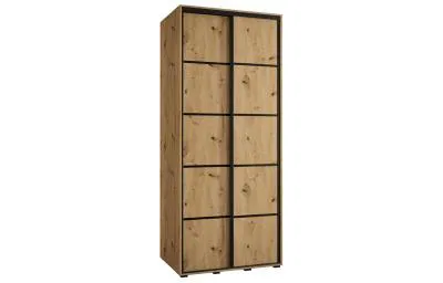 Šatní skříň s posuvnými dveřmi DAVOS 4, 120cm | DUB Artisan / černé pojezdy