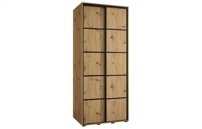 Šatní skříň s posuvnými dveřmi DAVOS 4, 120cm | DUB Artisan / černé pojezdy