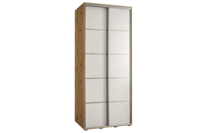 Šatní skříň s posuvnými dveřmi DAVOS 4, 120cm | DUB Artisan / bílá / stříbrné