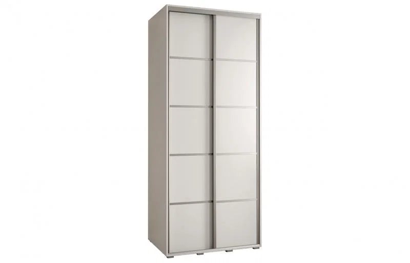 Šatní skříň s posuvnými dveřmi DAVOS 4, 120cm | Bílá / stříbrné pojezdy