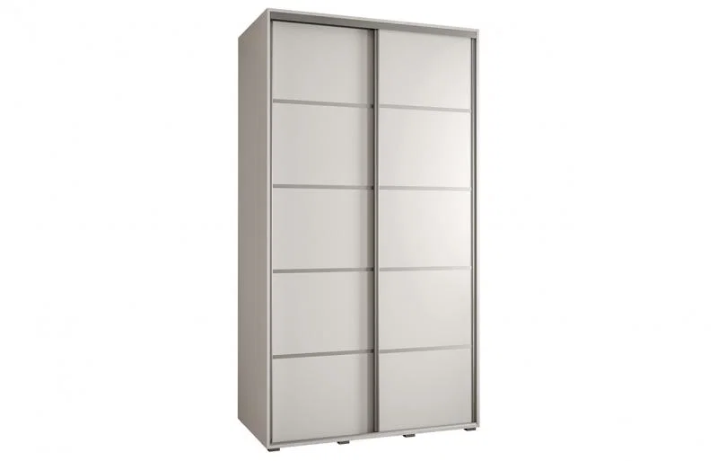 Šatní skříň s posuvnými dveřmi DAVOS 4, 140cm | Bílá / stříbrné pojezdy