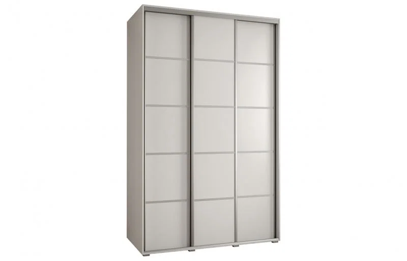 Šatní skříň s posuvnými dveřmi DAVOS 4, 160cm | Bílá / stříbrné pojezdy