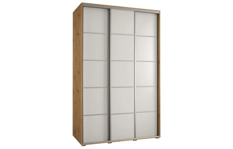 Šatní skříň s posuvnými dveřmi DAVOS 4, 160cm | DUB Artisan / bílá / stříbrné