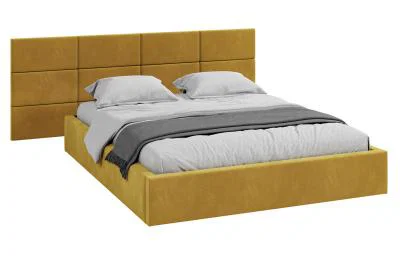 Čalouněná postel DENVER 160x200 s kovovým zdvižným roštem PARIS ŽLUTÁ