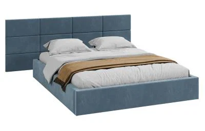 Čalouněná postel DENVER 140x200 s kovovým zdvižným roštem PARIS MODRÁ