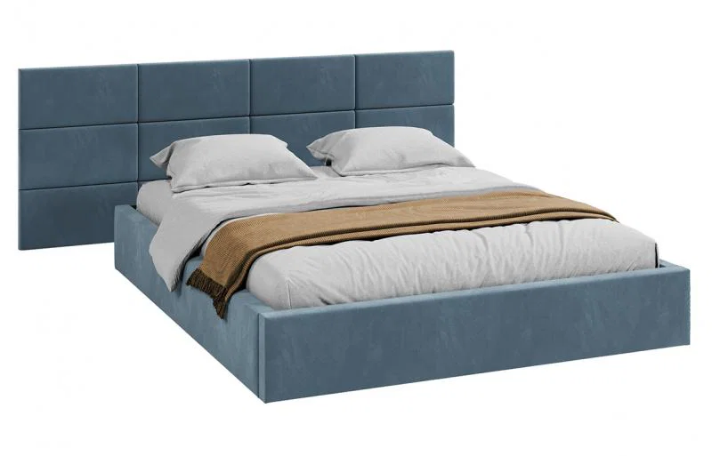 Čalouněná postel DENVER 160x200 s kovovým zdvižným roštem PARIS MODRÁ