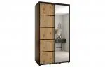 Šatní skříň s posuvnými dveřmi a zrcadlem DAVOS 5, 140cm | Černá / DUB Artisan / černé