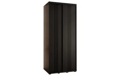 Šatní skříň s posuvnými dveřmi DAVOS 6, 100cm | Černá / černé pojezdy