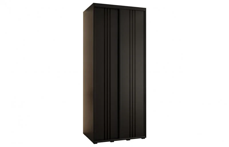 Šatní skříň s posuvnými dveřmi DAVOS 6, 120cm | Černá / černé pojezdy