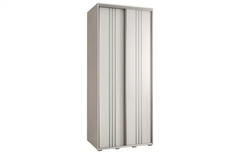 Šatní skříň s posuvnými dveřmi DAVOS 6, 120cm | Bílá / stříbrné pojezdy