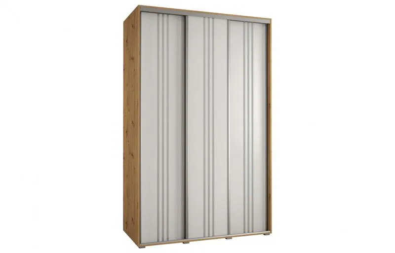 Šatní skříň s posuvnými dveřmi DAVOS 6, 160cm | DUB Artisan / bílá / stříbrné