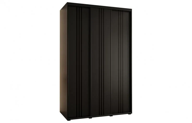 Šatní skříň s posuvnými dveřmi DAVOS 6, 160cm | Černá / černé pojezdy