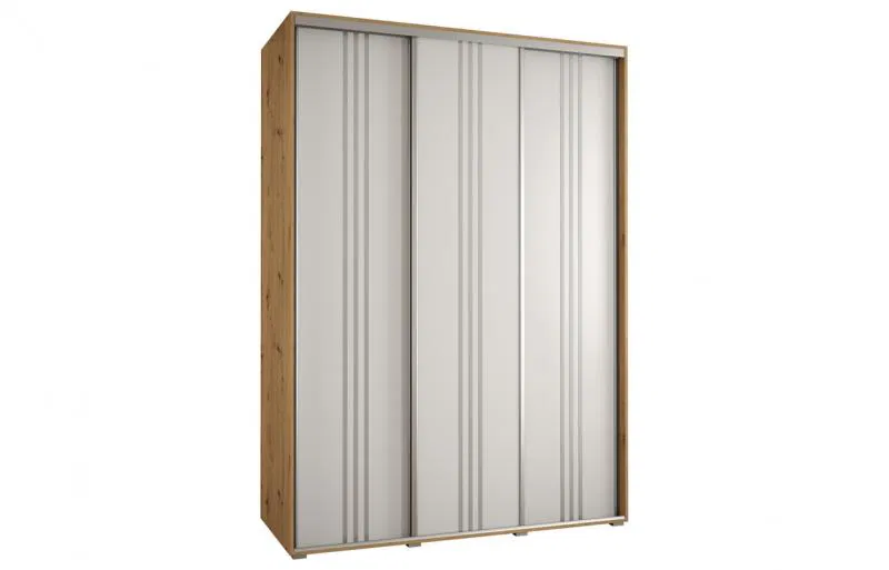 Šatní skříň s posuvnými dveřmi DAVOS 6, 170cm | DUB Artisan / bílá / stříbrné