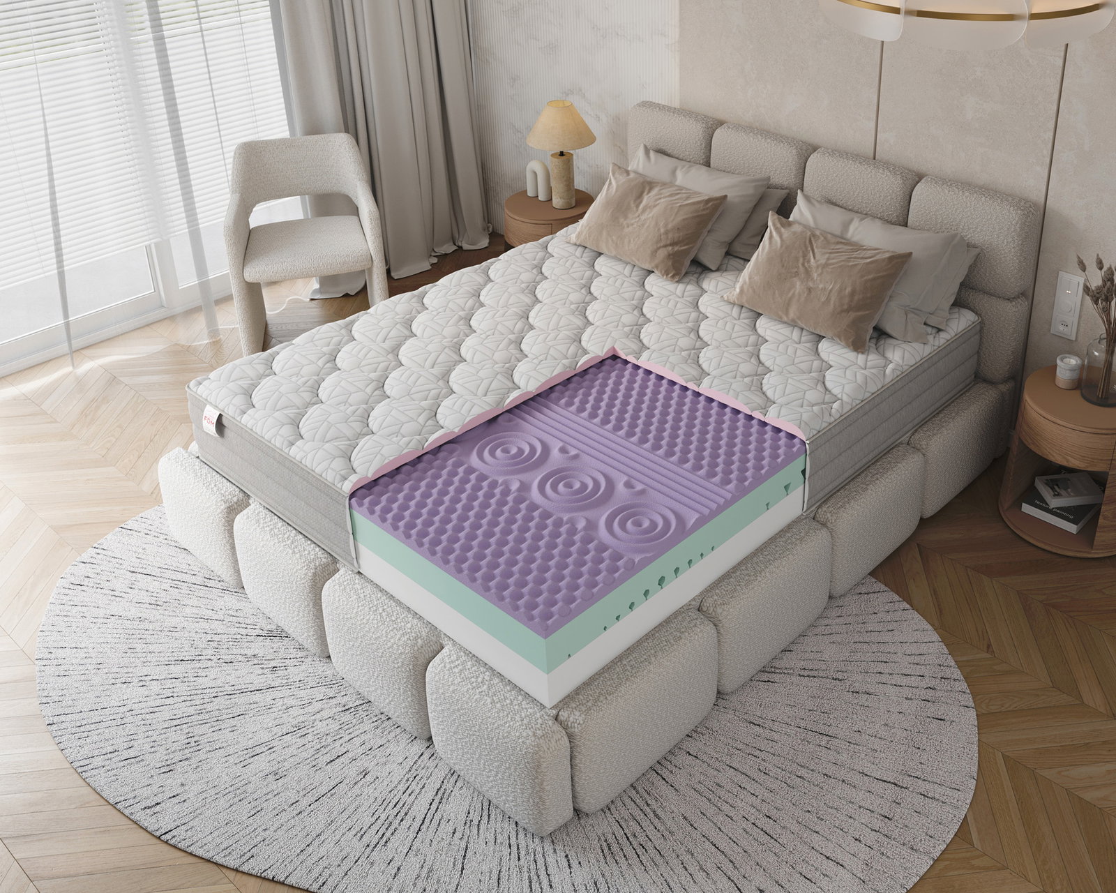 Penový matrac AVELLINO NANO JERSEY BORDER VISCO 200x200 cm 27 cm