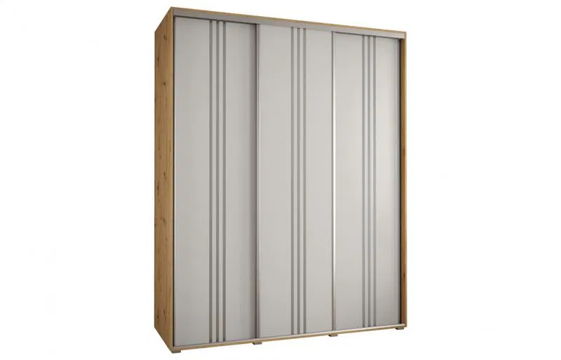 Šatní skříň s posuvnými dveřmi DAVOS 6, 190cm | DUB Artisan / bílá / stříbrné