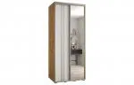 Šatní skříň s posuvnými dveřmi a zrcadlem DAVOS 7, 120cm | DUB Artisan / bílá / stříbrné