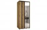 Šatní skříň s posuvnými dveřmi a zrcadlem DAVOS 7, 120cm | DUB Artisan / černé pojezdy