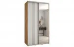 Šatní skříň s posuvnými dveřmi a zrcadlem DAVOS 7, 140cm | DUB Artisan / bílá / stříbrné