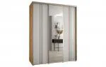 Šatní skříň s posuvnými dveřmi a zrcadlem DAVOS 7, 190cm | DUB Artisan / bílá / stříbrné