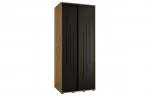 Šatní skříň s posuvnými dveřmi DAVOS 8, 100cm | DUB Artisan / černá / černé pojezdy
