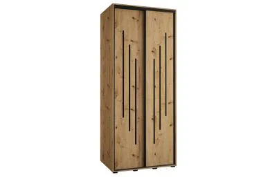 Šatní skříň s posuvnými dveřmi DAVOS 8, 120cm | DUB Artisan / černé pojezdy