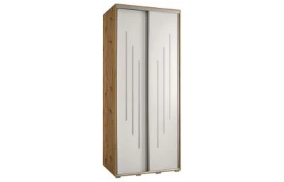 Šatní skříň s posuvnými dveřmi DAVOS 8, 120cm | DUB Artisan / bílá / stříbrné