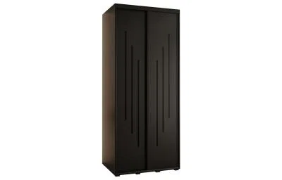 Šatní skříň s posuvnými dveřmi DAVOS 8, 120cm | Černá / černé pojezdy