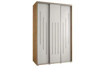 Šatní skříň s posuvnými dveřmi DAVOS 8, 160cm | DUB Artisan / bílá / stříbrné