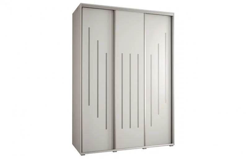 Šatní skříň s posuvnými dveřmi DAVOS 8, 170cm | Bílá / stříbrné pojezdy