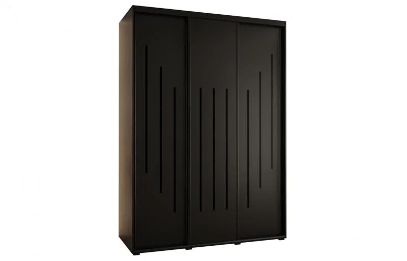 Šatní skříň s posuvnými dveřmi DAVOS 8, 170cm | Černá / černé pojezdy