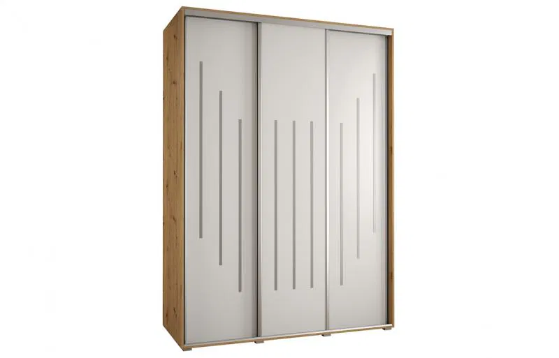 Šatní skříň s posuvnými dveřmi DAVOS 8, 170cm | DUB Artisan / bílá / stříbrné