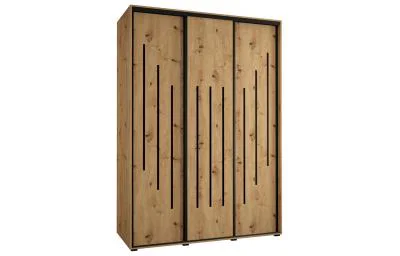 Šatní skříň s posuvnými dveřmi DAVOS 8, 180cm | DUB Artisan / černé pojezdy