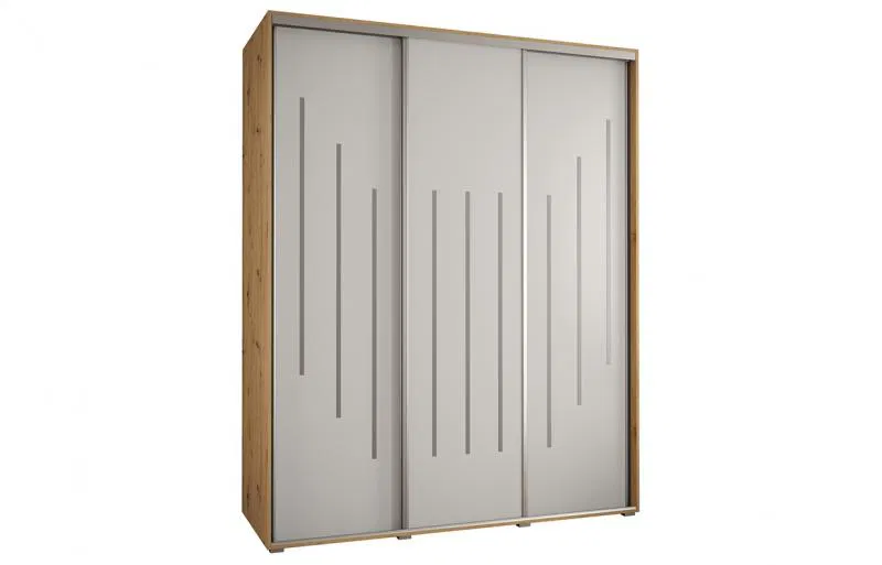 Šatní skříň s posuvnými dveřmi DAVOS 8, 190cm | DUB Artisan / bílá / stříbrné