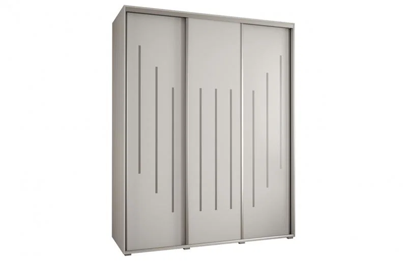 Šatní skříň s posuvnými dveřmi DAVOS 8, 200cm | Bílá / stříbrné pojezdy