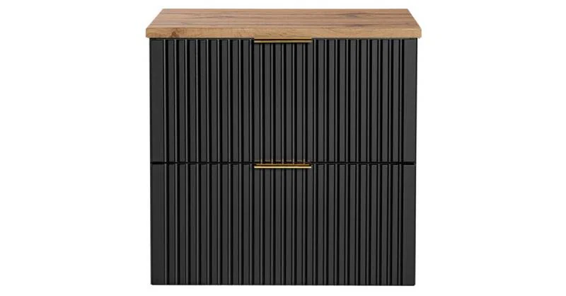 Koupelnová skříňka ADEL BLACK 60 cm + deska Dub Wotan