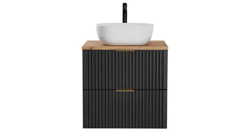 Koupelnová skříňka ADEL BLACK 60 cm s deska a umyvadlem