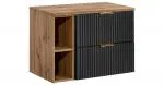 Koupelnová skříňka ADEL BLACK 80 cm s deskou a regálem Dub Wotan