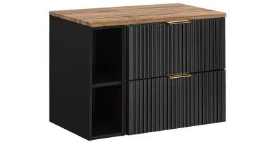 Koupelnová skříňka ADEL BLACK 80 cm s deskou a černým regálem