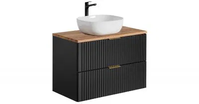 Koupelnová skříňka ADEL BLACK 80cm s deskou a umyvadlem