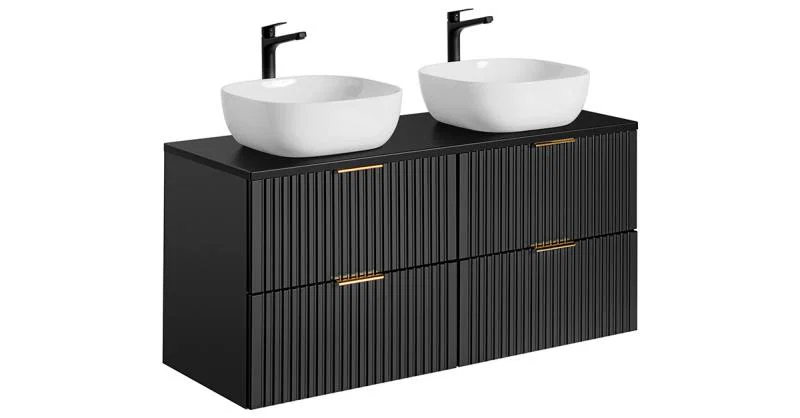 Sestava koupelnových skříněk ADEL BLACK s deskou a umyvadly 120cm