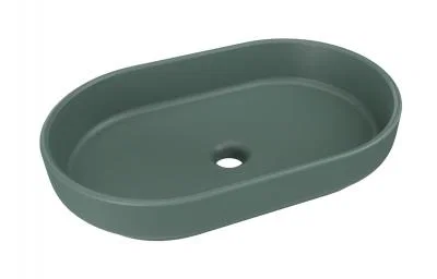 Keramické umyvadlo RIVER na desku, 55 cm, matná zelená