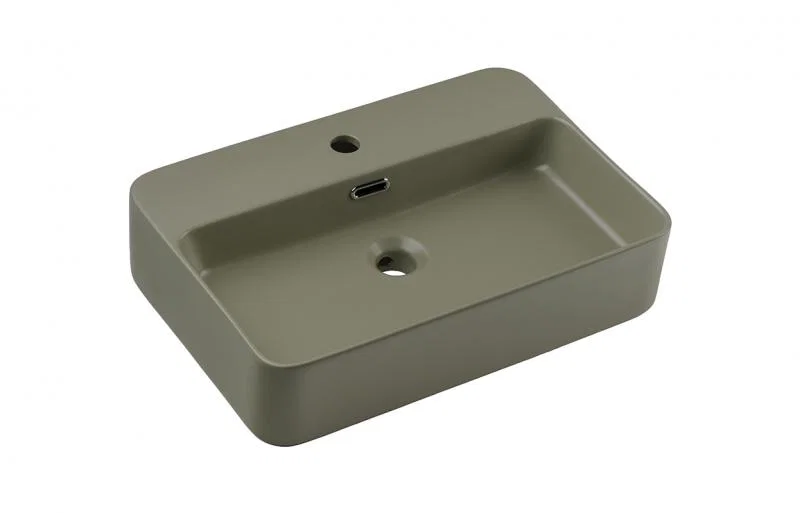 Keramické umyvadlo TRUST na desku, 55 cm, olivově zelený matný povrch