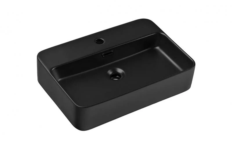 Keramické umyvadlo TRUST na desku, 55 cm, černý matný povrch