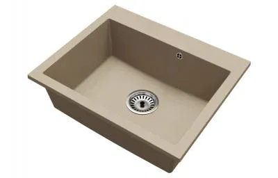 Granitový dřez ELITE béžový + sifon chrom 53 x 38 x 21cm
