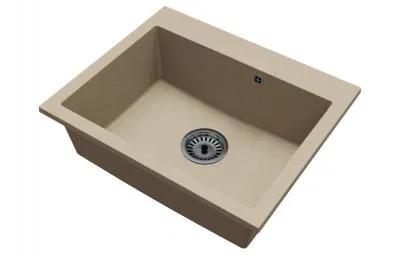 Granitový dřez ELITE béžový + černý sifon 53 x 38 x 21cm