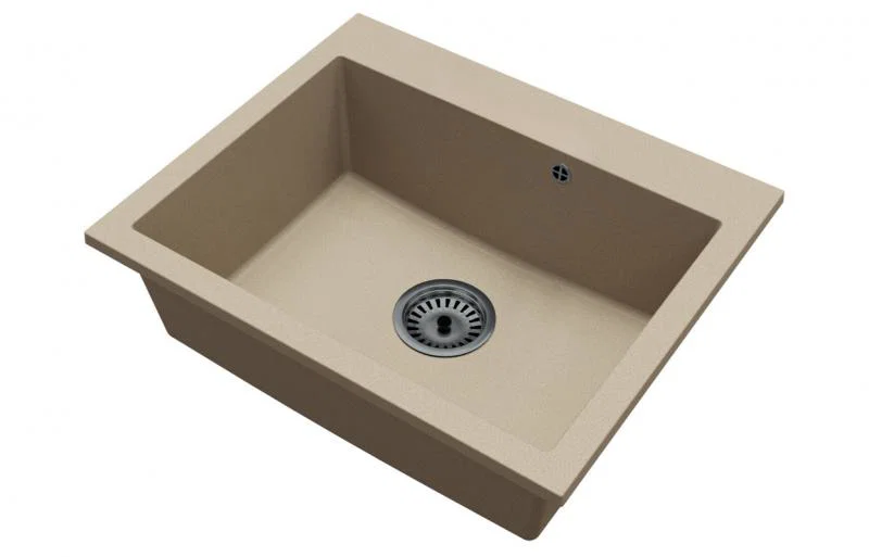 Granitový dřez ELITE béžový + černý sifon 60 x 50 x 21cm