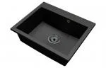 Granitový dřez ELITE černý + černý sifon 60 x 50 x 21cm