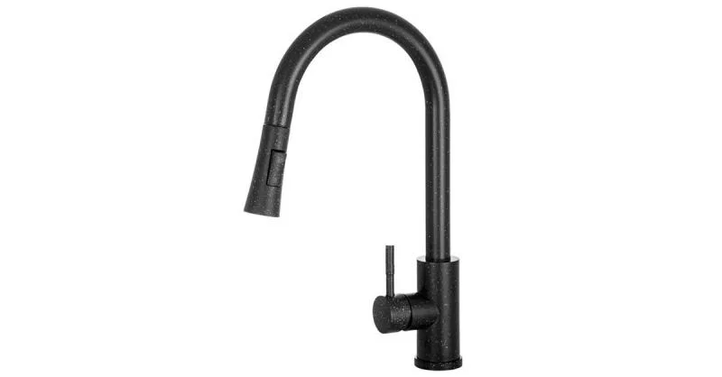 Kuchyňská baterie se sprchou TARU SLIM černá s texturou žuly